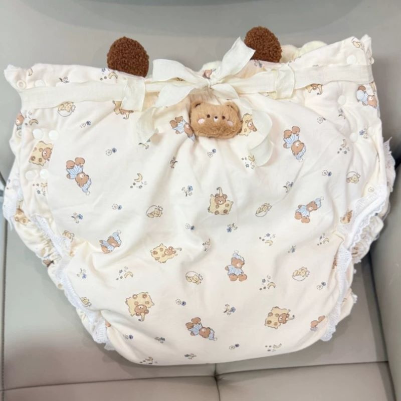 Diapering - حفاضات قطنية للبالغين بنقشة كرتونية، مبطنة