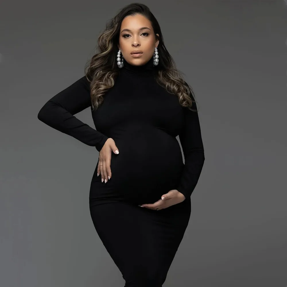 Maternity Wear - أسود نحيل فستان الأمومة ، التصوير