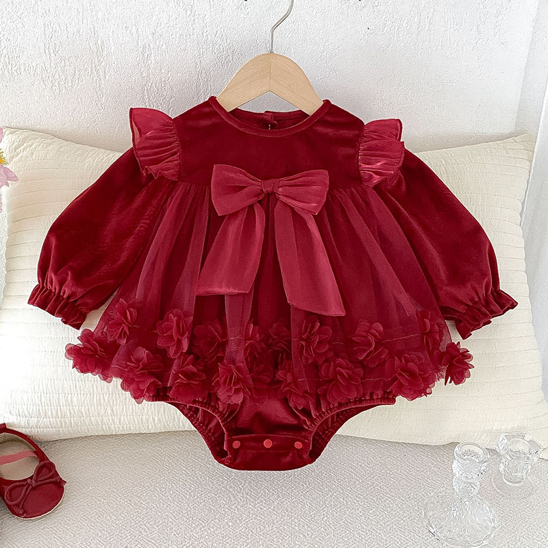 Newborn Baby Girl Romper Floral - ملابس خريفية للفتيات حديثي الولادة، تصميم