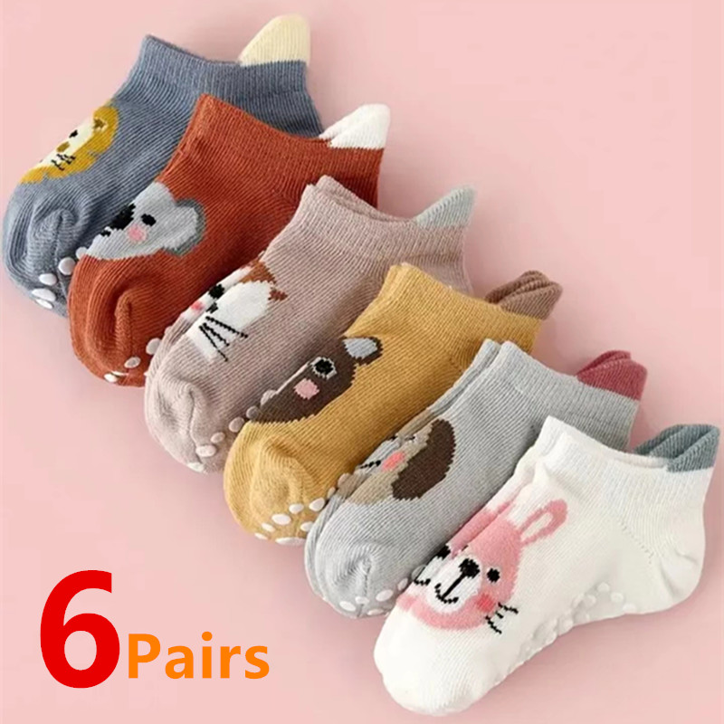 Unisex Baby Socks Non Slip - 6 زوج/وحدة جوارب للأطفال حديثي الولادة