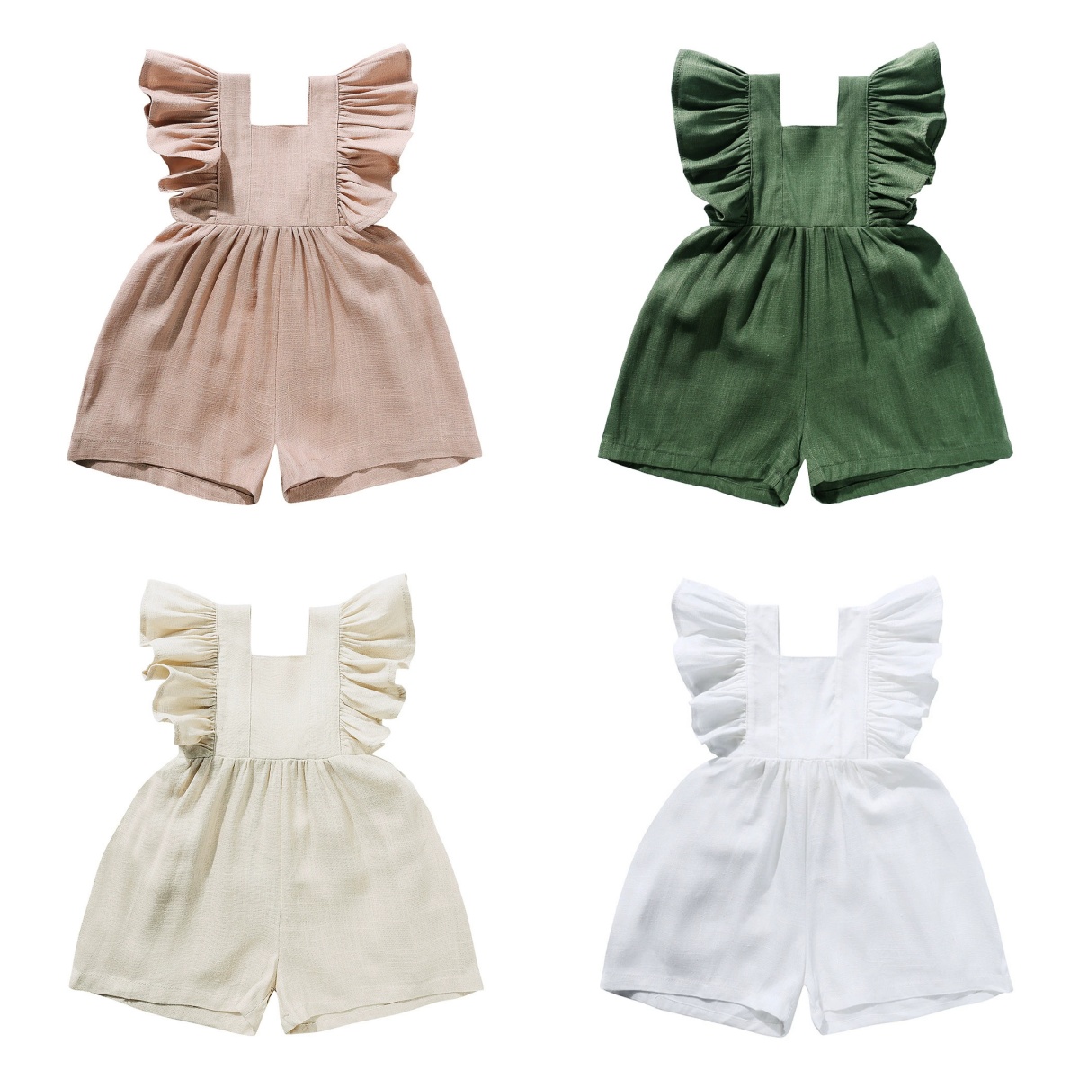 Baby Summer Linen Sleeveless Jumpsuit - رومبير صيفي جديد 2026 للأطفال حديثي
