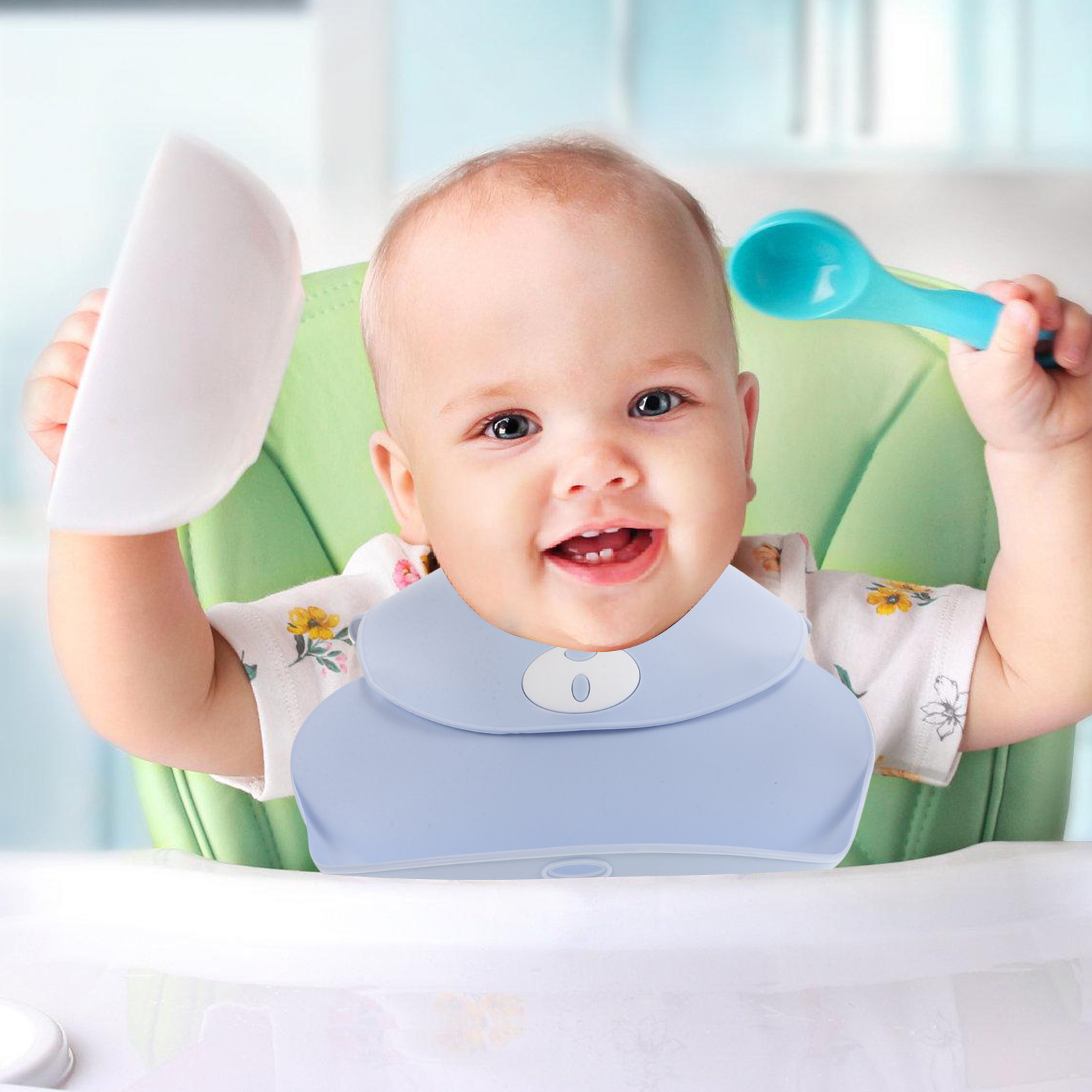 Waterproof Baby Bibs Silicone - مريلة أطفال من السيليكون، مقاومة للماء،