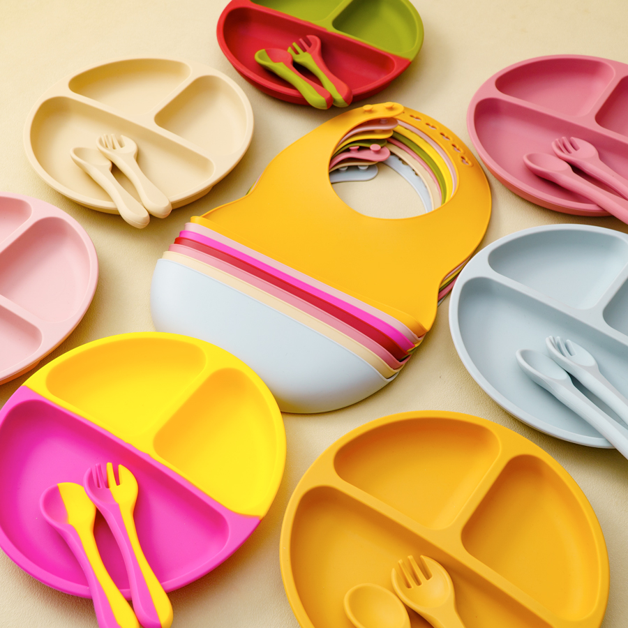 4 قطعة مجموعات أدوات المائدة س - مراجعة Waterproof Baby Bibs Silicone وسعره