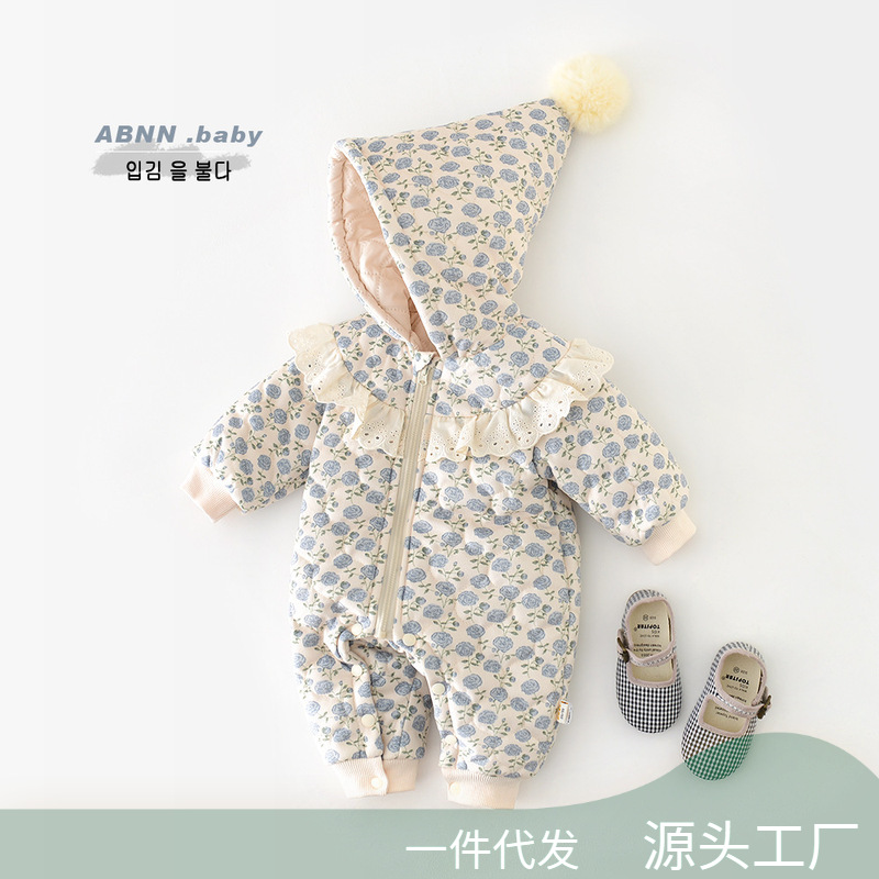 بدلة شتوية مبطنة للبنات الصغير - مراجعة Newborn Baby Girl Romper Floral وسعره