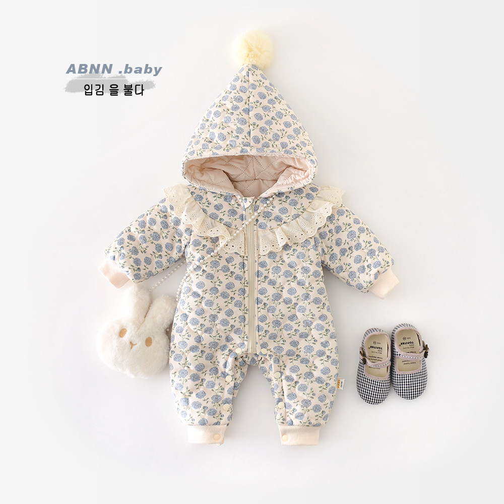 بدلة شتوية مبطنة للبنات الصغير - مراجعة Newborn Baby Girl Romper Floral وسعره