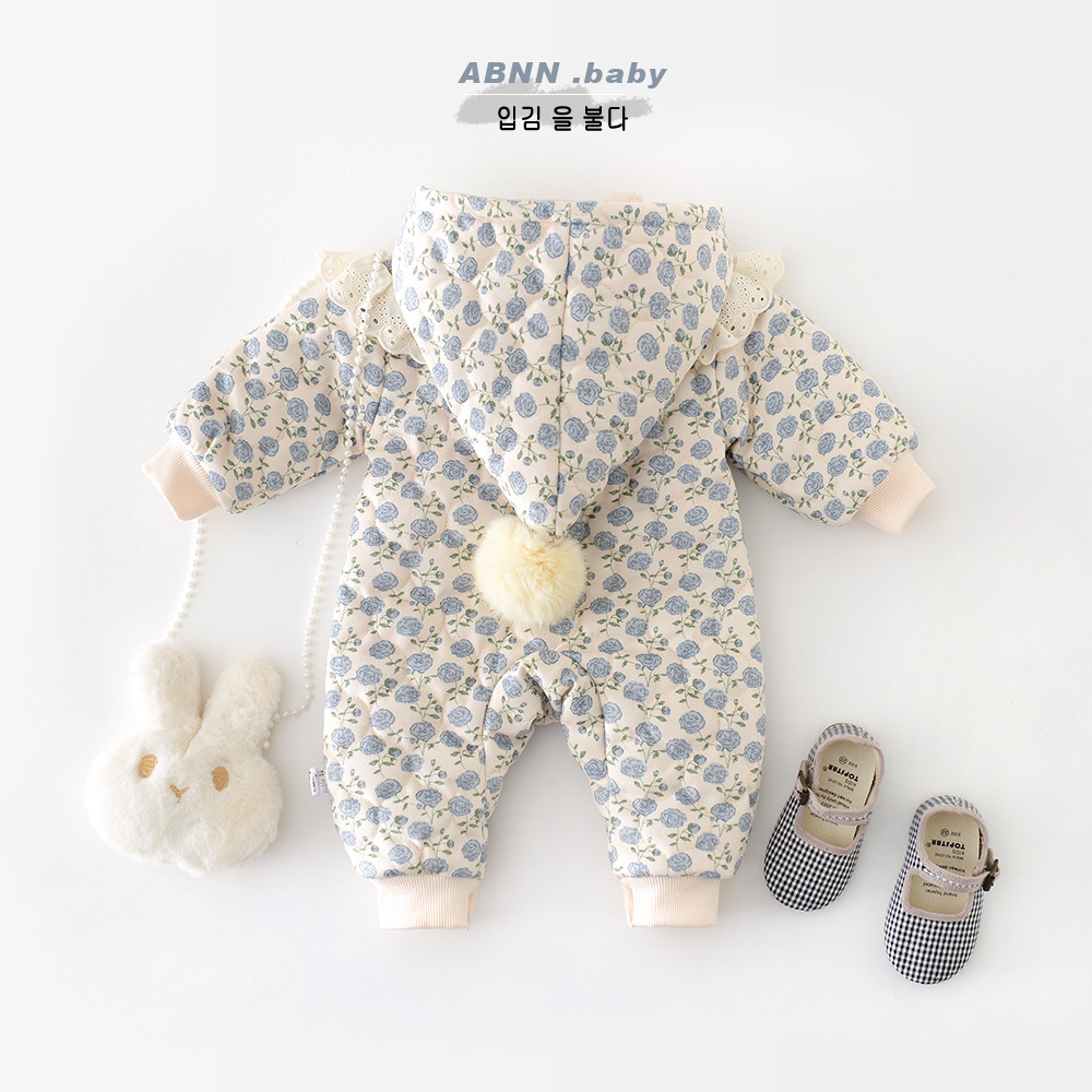 بدلة شتوية مبطنة للبنات الصغير - مراجعة Newborn Baby Girl Romper Floral وسعره