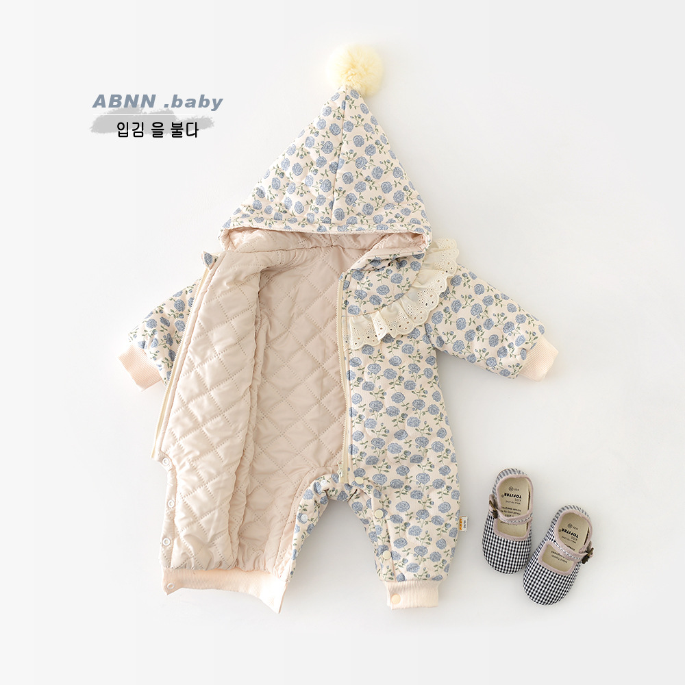 بدلة شتوية مبطنة للبنات الصغير - مراجعة Newborn Baby Girl Romper Floral وسعره